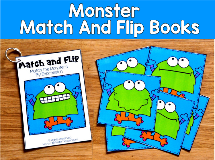 Monster Match and Flip Books | Counting Shape Tally Marks Emotion | SLP SPED