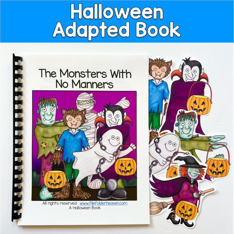 Halloween Adapted Books | Social Skills Manners Wh Questions | SLP Speech SPED
