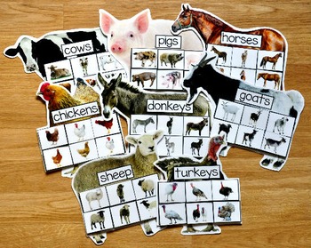 Farm Animal Sorting Mats (w/Real Photos)