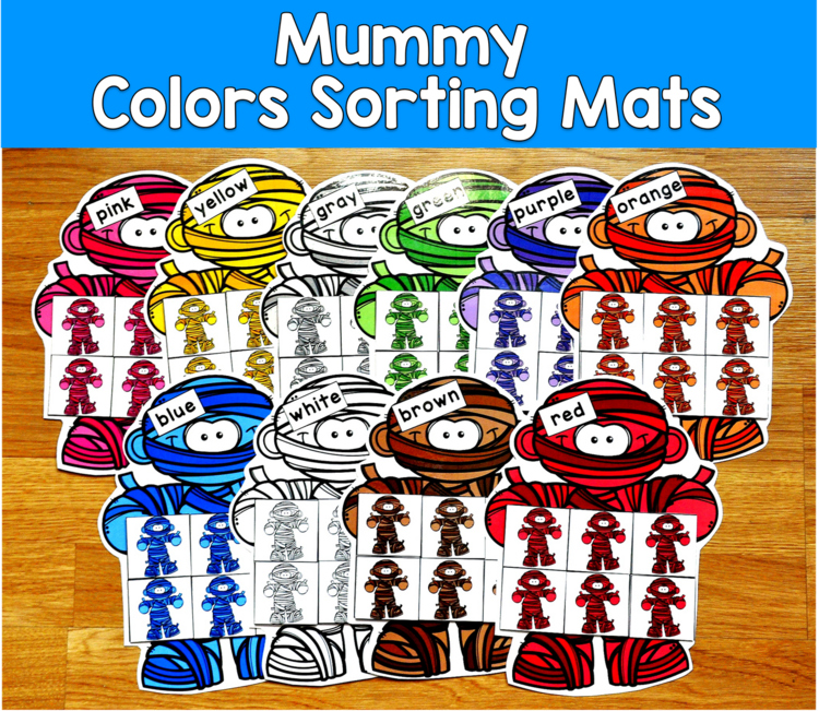 Halloween Color Sorting Mats | Mummy Colors | SLP SPED Autism PreK Centers