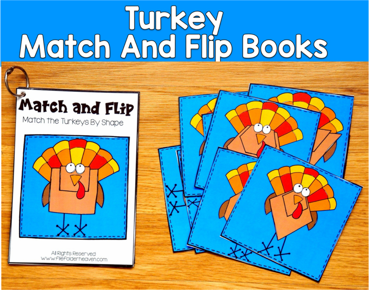 Thanksgiving Turkey Match and Flip Books | Color Shape Counting | SLP SPED Autis