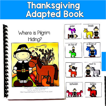 Thanksgiving Pilgrim Adapted Book | Prepositions Colors | SLP SPED Autism