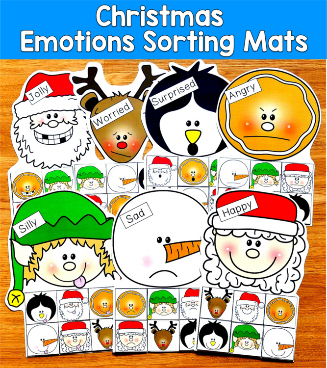 Christmas Feelings & Emotions Sorting Mats | Identify Emotions | SLP SPED SEL