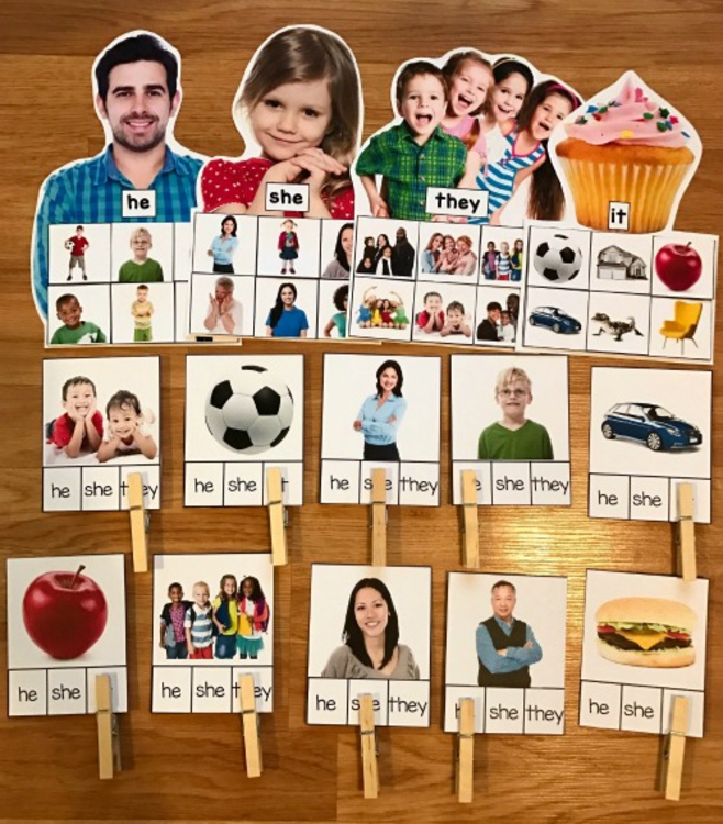 Pronouns Sorting Mats (W/Real Photos)