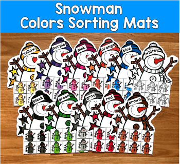 Snowman Color Sorting Mats | Winter Colors | SLP SPED Autism PreK Centers