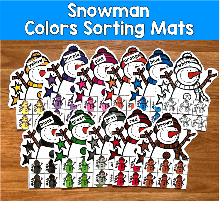 Snowman Color Sorting Mats | Winter Colors | SLP SPED Autism PreK Centers