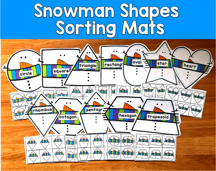 Snowman Shapes Sorting Mats | Winter 2D Shapes Geometry | SLP SPED Autism Math