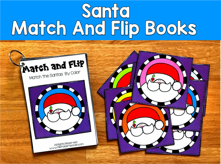 Santa Match and Flip Books | Christmas Color Shape Counting Emotion | SLP SPED