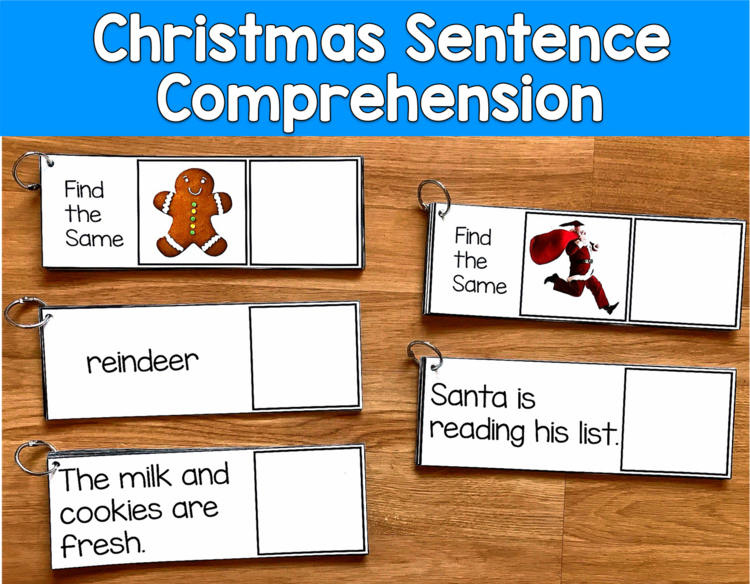 Christmas Sentence Comprehension & Matching Real Photos | Nouns Verbs | SLP SPED