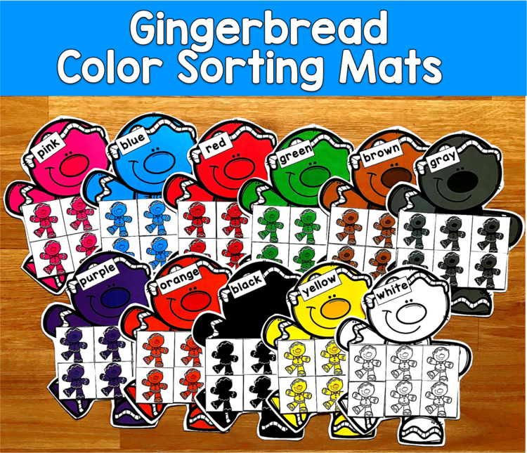 Gingerbread Man Color Sorting Mats | Christmas Colors | SLP SPED Autism PreK