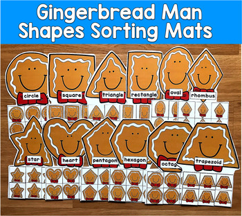 Gingerbread Man Shape Sorting Mats | 2D Shapes | SLP SPED Autism PreK Christmas