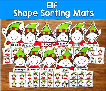 Elf Shape Sorting Mats | Christmas 2D Shapes | SLP SPED Autism PreK Centers