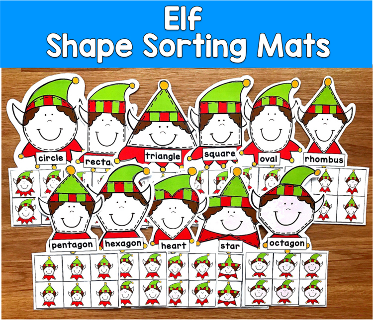 Elf Shape Sorting Mats | Christmas 2D Shapes | SLP SPED Autism PreK Centers