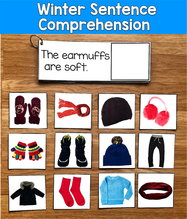 Winter Clothing Sentence Comprehension & Matching Real Photos | SLP SPED Autism
