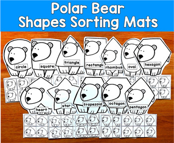 Polar Bear Shape Sorting Mats | 2D Shapes Winter | SLP SPED Autism PreK Centers
