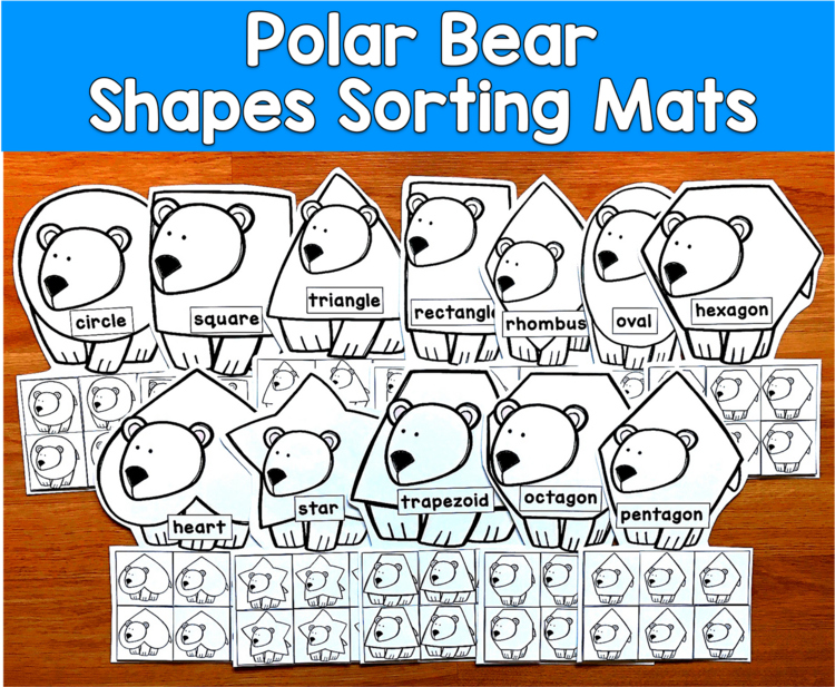Polar Bear Shape Sorting Mats | 2D Shapes Winter | SLP SPED Autism PreK Centers