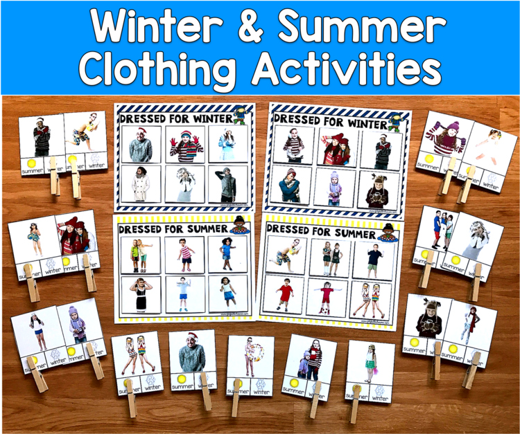 Winter Summer Clothes Sorting Real Photos | Task Cards | SLP SPED Autism OT