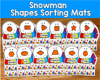 Snowman Shape Sorting Mats | 2D Shapes Winter | SLP SPED Autism PreK Centers