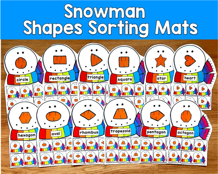 Snowman Shape Sorting Mats | 2D Shapes Winter | SLP SPED Autism PreK Centers