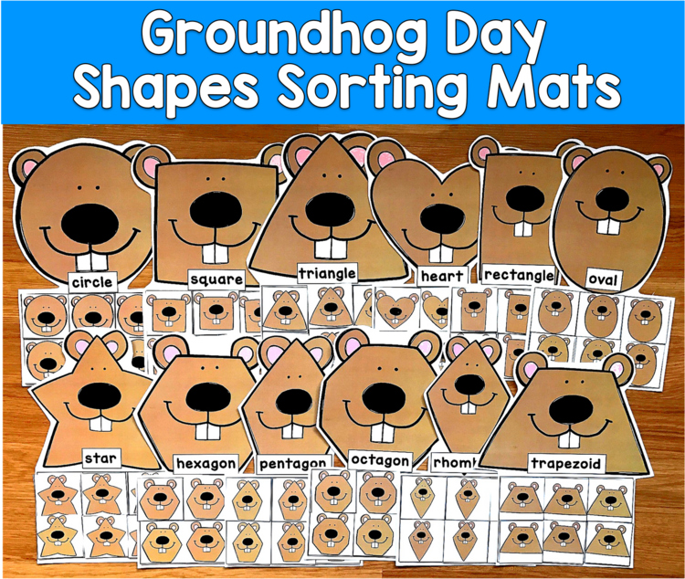 Groundhog Day Shape Sorting Mats | Identify & Sort 2D Shapes | SPED Autism PreK