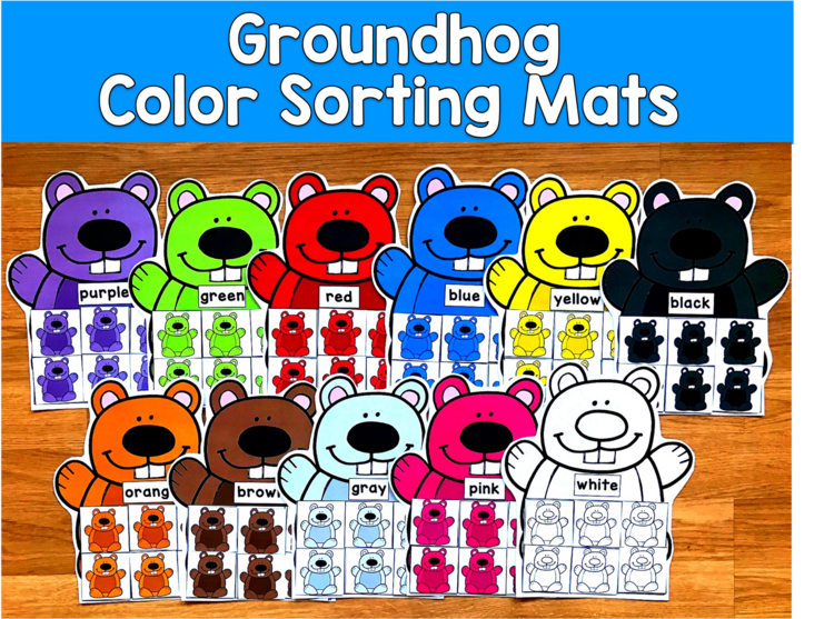 Groundhog Color Sorting Mats | Identify & Sort Colors | SLP SPED Autism PreK