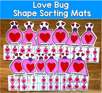 Valentine's Day Shape Sorting Mats | Love Bugs 2D Shapes | SLP SPED Autism