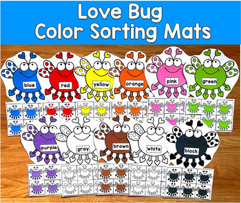 Valentine's Day Color Sorting Mats | Love Bugs 11 Colors | SLP SPED Autism
