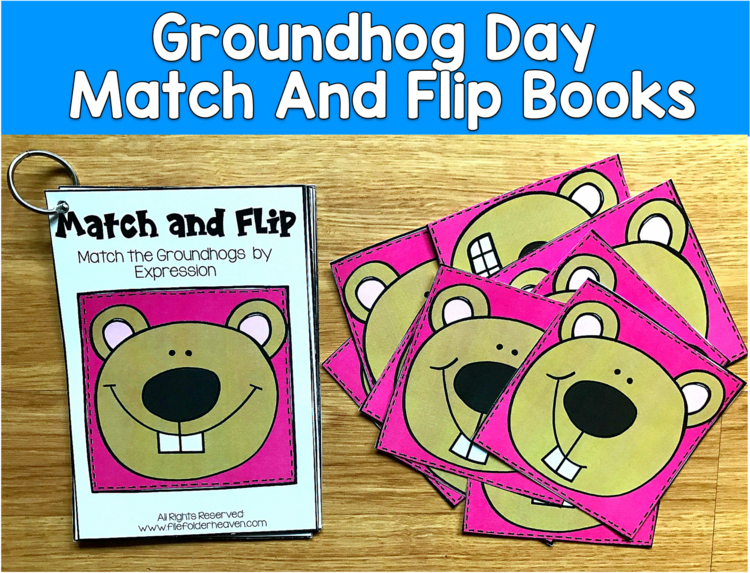Groundhog Day Match and Flip Books | Color Shape Counting | SLP SPED Autism PreK
