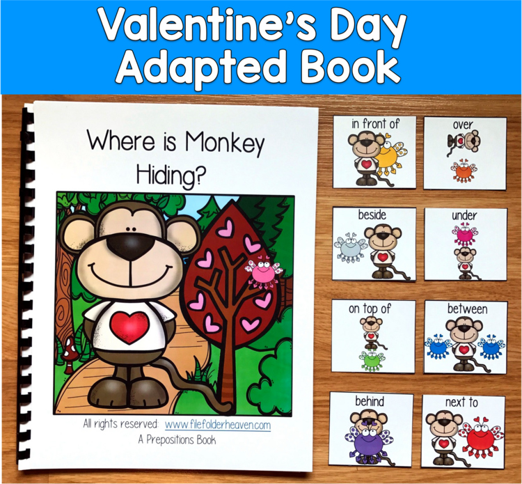 Valentine's Day Adapted Book | Prepositions Positional Words | SLP SPED Autism