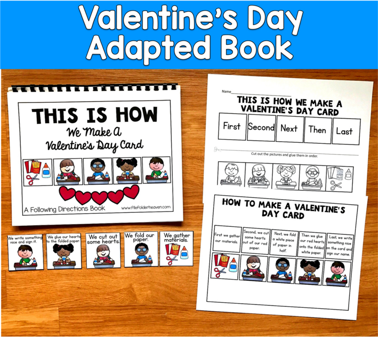 Valentine's Sequencing Adapted Book | How-To Card Making | SLP SPED Autism PreK