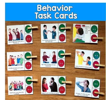 Behavior Task Cards with Real Photos | Social Skills & School Behavior
