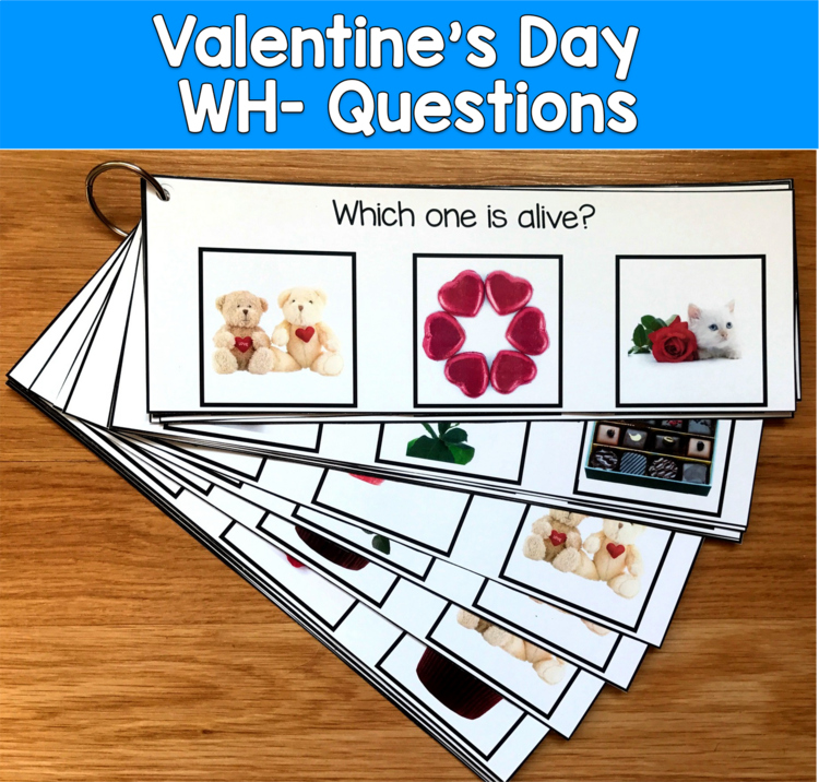 Valentine's Day WH Questions Real Photos | 20 Comprehension Cards | SLP SPED