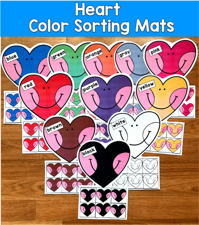 Hearts Color Sorting Mats | Valentine's Day Colors | SLP SPED Autism PreK