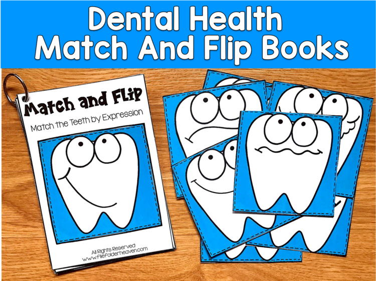 Dental Health Match and Flip Books | Teeth Color Counting Matching | SLP SPED