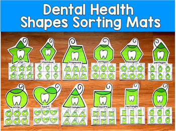 Dental Health Shape Sorting Mats | 2D Shapes Floss | SLP SPED Autism PreK