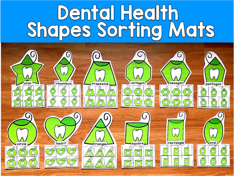Dental Health Shape Sorting Mats | 2D Shapes Floss | SLP SPED Autism PreK