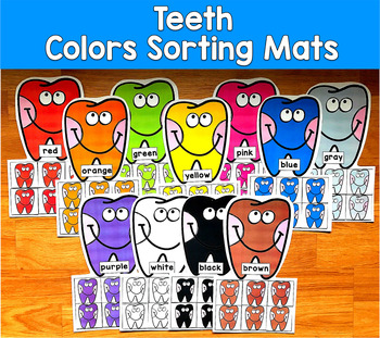 Teeth Color Sorting Mats | Dental Health Month Colors | SLP SPED Autism PreK