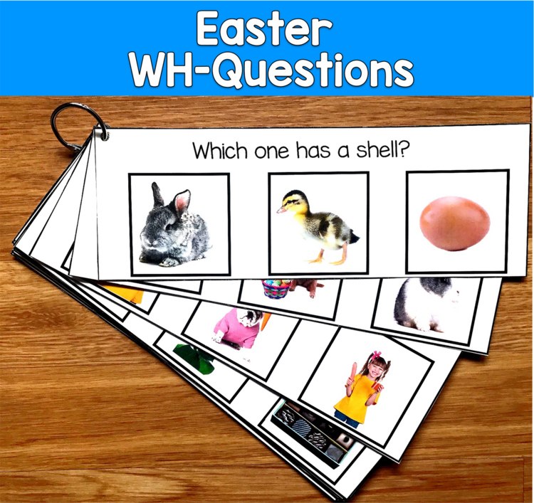 Easter WH Questions Real Photos | 20 Comprehension Cards | SLP SPED Spring