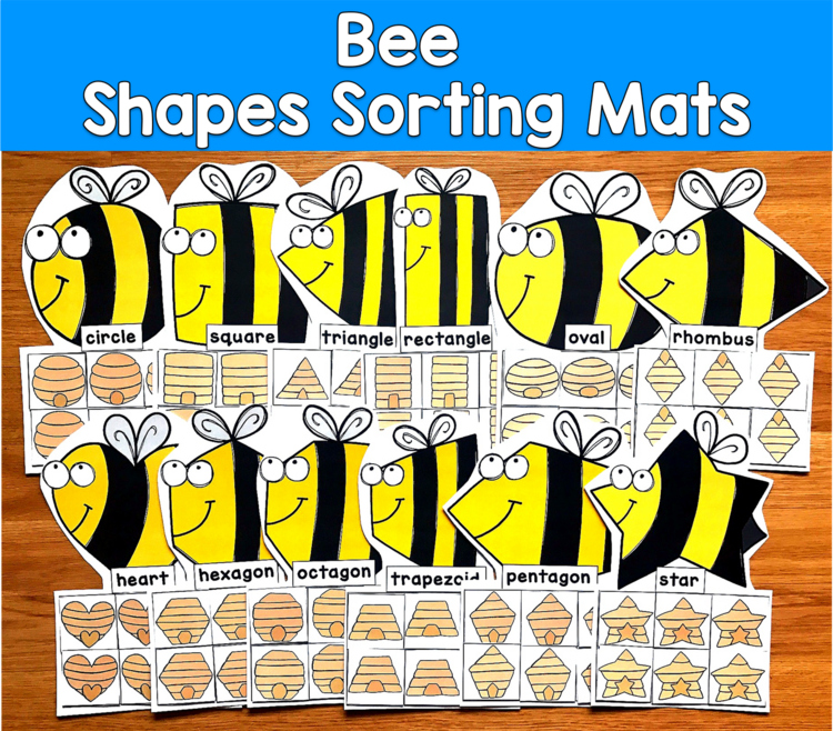 Bee Shape Sorting Mats | 2D Shapes Spring | SLP SPED Autism PreK Centers