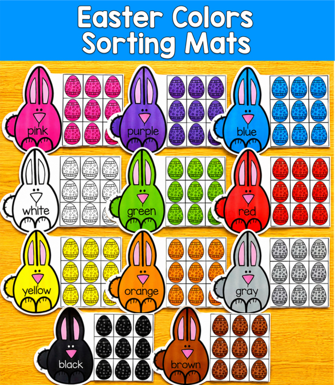 Easter Color Sorting Mats | Bunnies Eggs Color Matching | PreK SPED Autism