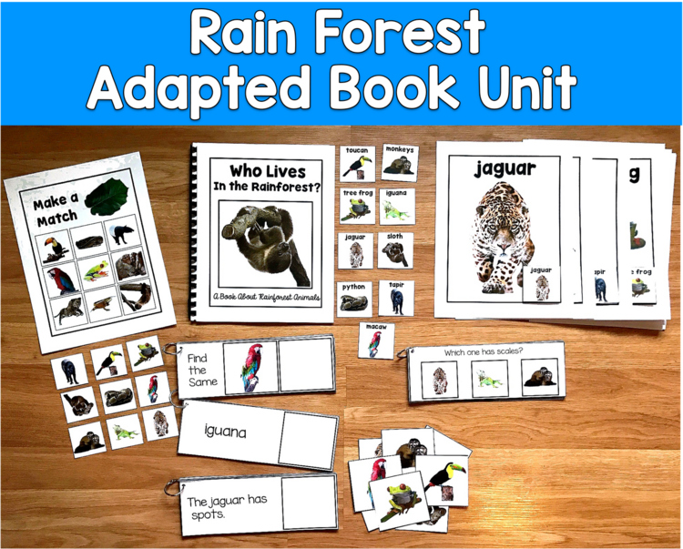 Rainforest Animals Adapted Book Unit Real Photos | Science WH Questions | SPED