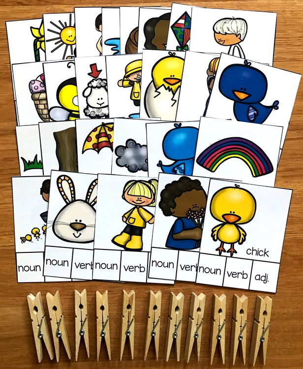Spring Parts of Speech Task Cards