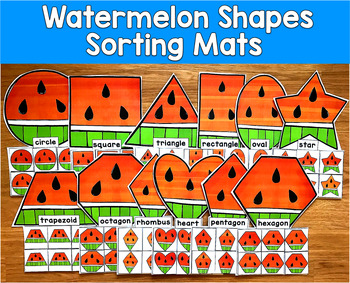 Watermelon Shapes Sorting Mats | Summer 2D Shapes 12 Mats | SLP SPED Autism Math