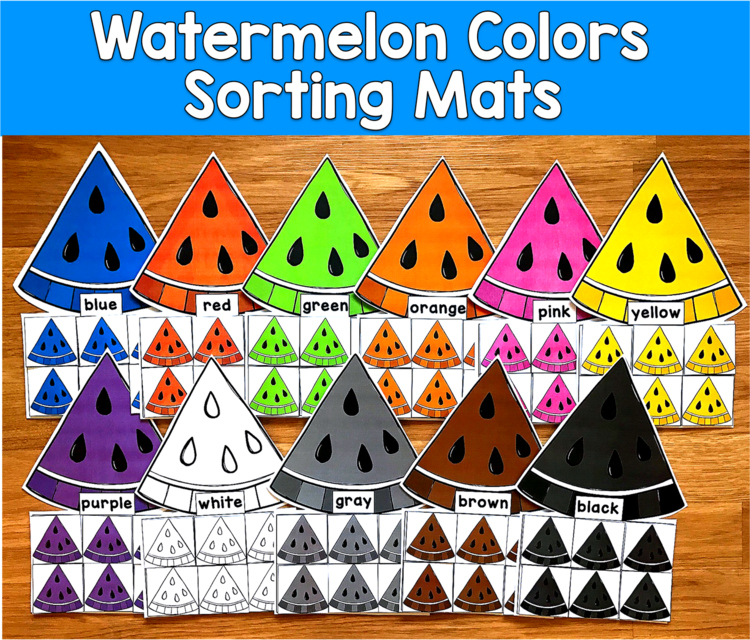 Watermelon Colors Sorting Mats | Summer Color Identification 11 | SLP SPED Math