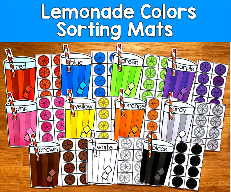 Lemonade Colors Sorting Mats | Summer Color Identification 11 Colors | SLP SPED