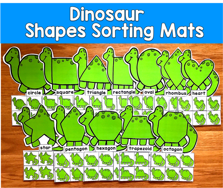Dinosaur Shapes Sorting Mats | 2D Shapes Dinosaur Theme | SLP SPED Autism
