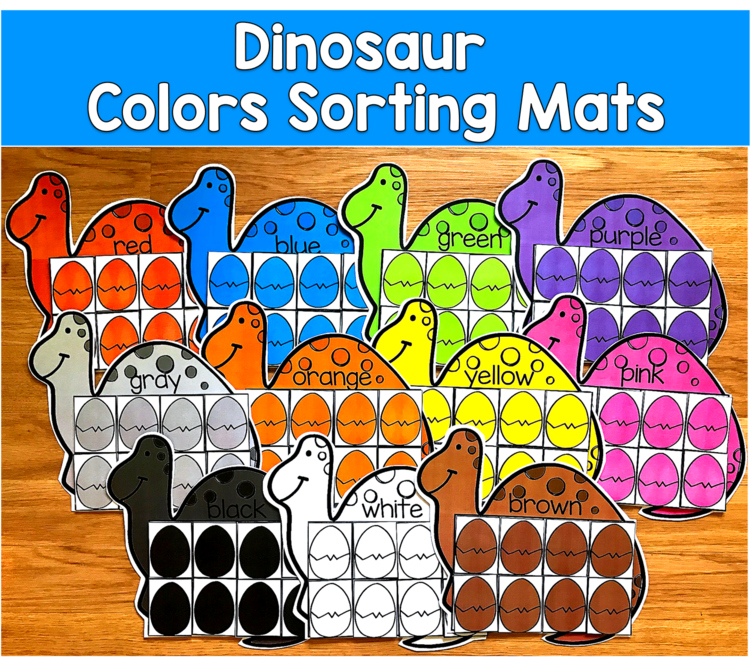 Dinosaur Colors Sorting Mats | Dinosaur Eggs Color Sort | SLP SPED Autism
