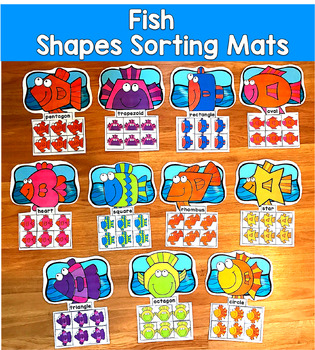Fish Shapes Sorting Mats | Ocean 2D Shapes Summer | SLP SPED Autism