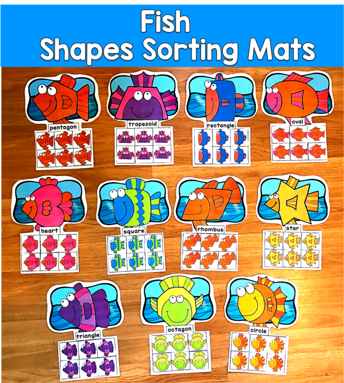 Fish Shapes Sorting Mats | Ocean 2D Shapes Summer | SLP SPED Autism