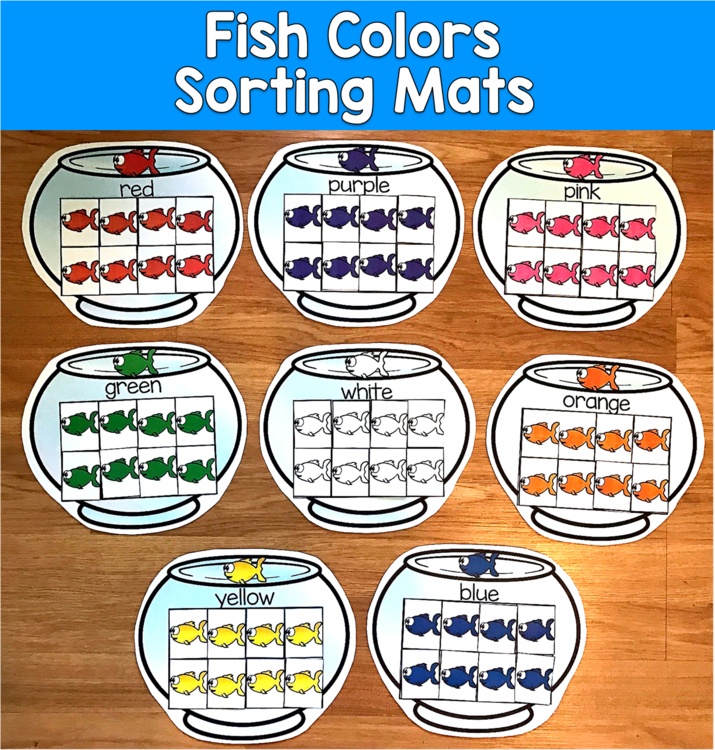 Fish Colors Sorting Mats | Ocean Color Identification 8 Colors | SLP SPED Math
